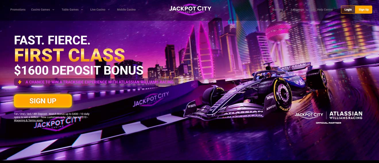 Jackpot City casino bonus with Williams Racing promo